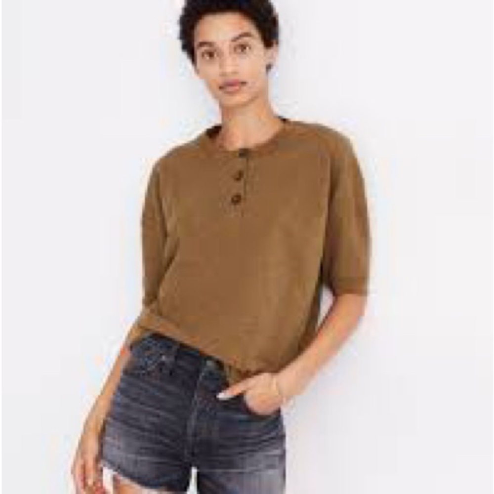 Madewell Henley Crop raw edge medium